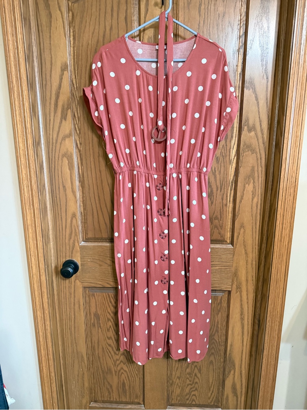 Polka Dot Midi Dress in Dusty Rose